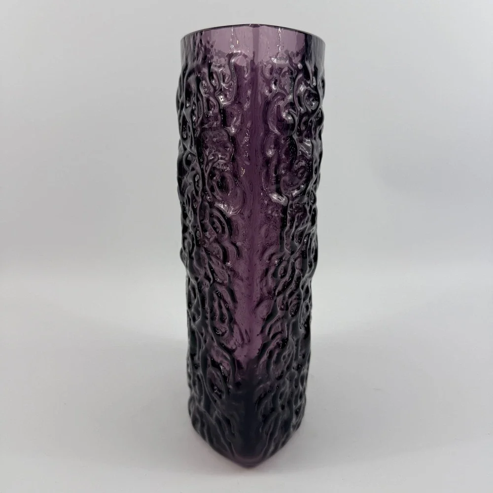 Blenko 6731 Plum Textured Art Glass Vase Joel Philip‎ Myers Purple MCM